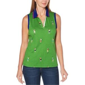 Rafaella Golf Polo Tank Shirt Women Size Small Lady Golfer Graphic 100% Cotton